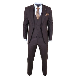 IM32 - Men's Plain Dark Brown 3 Piece Suit-TruClothing