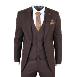 IM32 - Men's Plain Dark Brown 3 Piece Suit-TruClothing