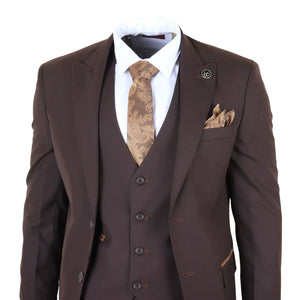 IM32 - Men's Plain Dark Brown 3 Piece Suit-TruClothing