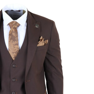 IM32 - Men's Plain Dark Brown 3 Piece Suit-TruClothing