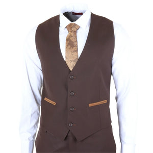 IM32 - Men's Plain Dark Brown 3 Piece Suit-TruClothing