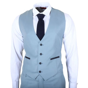 IM32 - Men's Plain Turquoise Blue 3 Piece Suit-TruClothing