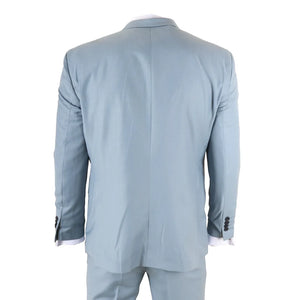 IM32 - Men's Plain Turquoise Blue 3 Piece Suit-TruClothing