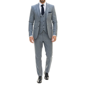 IM33 - Men's 3 Piece Blue Tailored Fit Suit-TruClothing