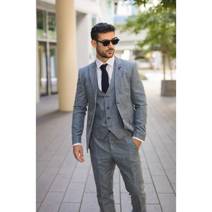 IM33 - Men's 3 Piece Blue Tailored Fit Suit-TruClothing