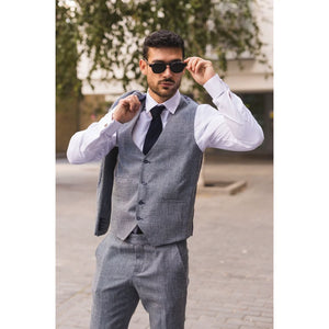 IM33 - Men's 3 Piece Blue Tailored Fit Suit-TruClothing