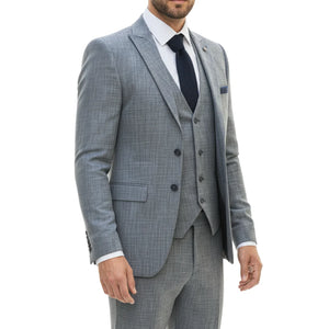 IM33 - Men's 3 Piece Blue Tailored Fit Suit-TruClothing