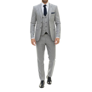 IM33 - Men's 3 Piece Grey Tailored Fit Suit-TruClothing