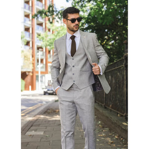 IM33 - Men's 3 Piece Grey Tailored Fit Suit-TruClothing