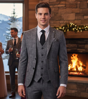 IM33 - Men's Black 3 Piece Tailored Fit Suit-TruClothing