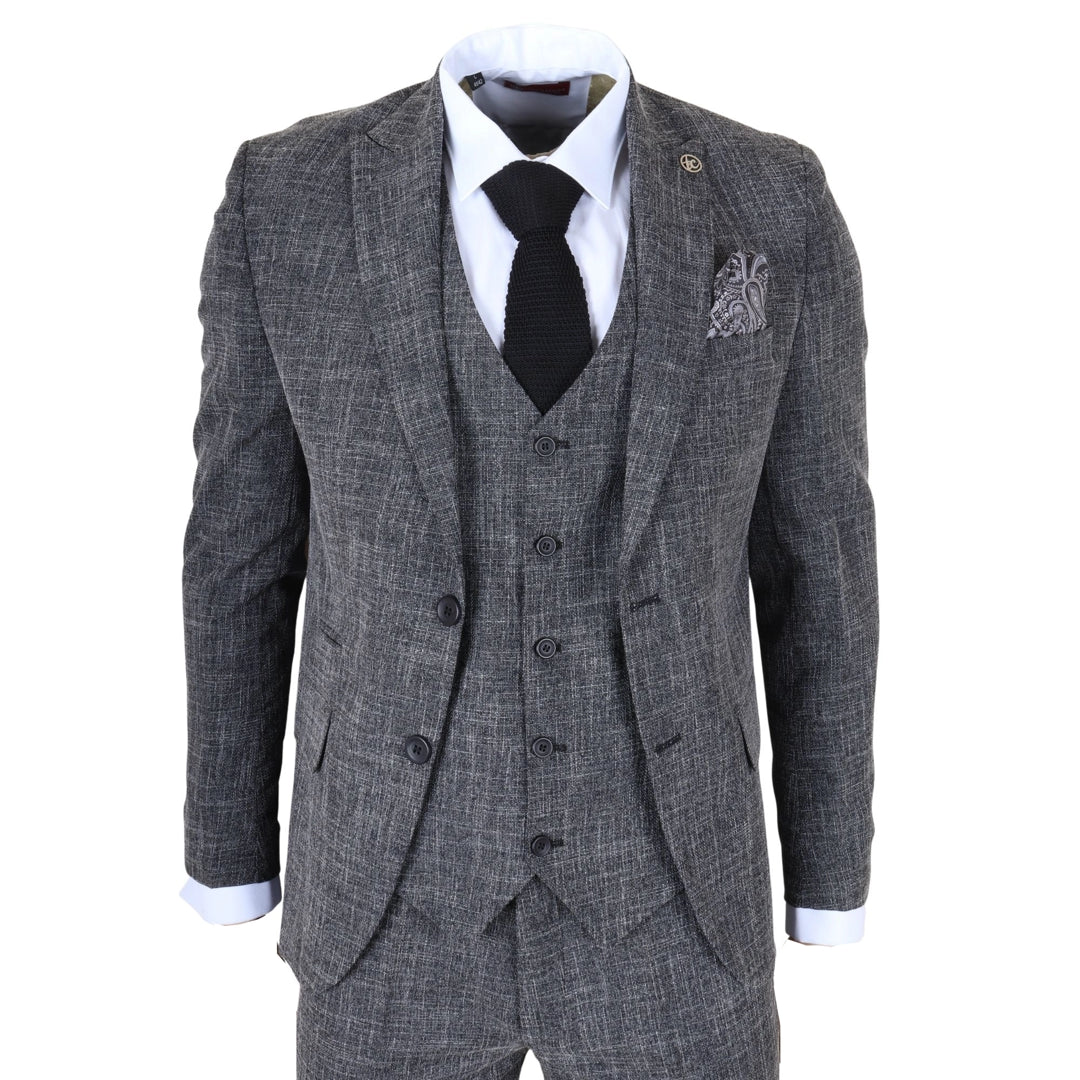 IM33 - Men's Black 3 Piece Tailored Fit Suit-TruClothing