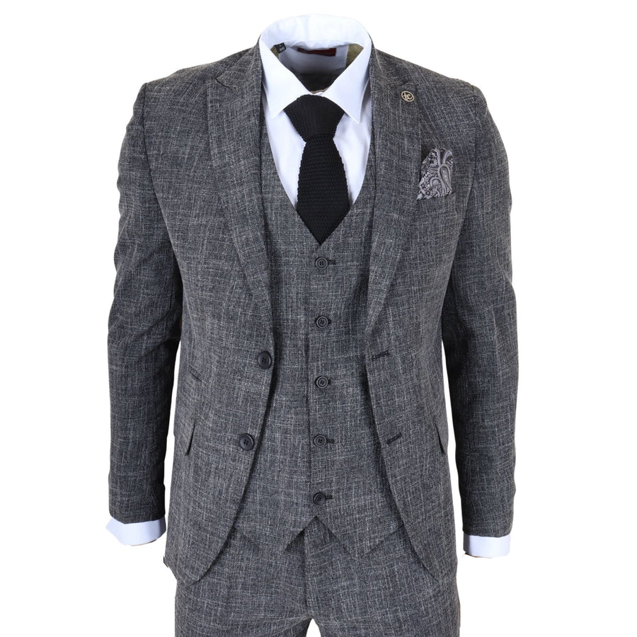 IM33 - Men's Black 3 Piece Tailored Fit Suit-TruClothing