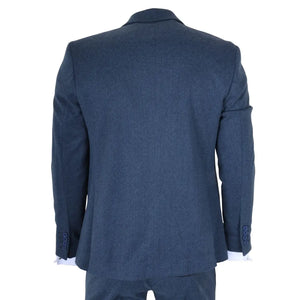 IM40 - Men's Blue 3 Piece Tweed Herringbone Suits-TruClothing
