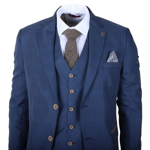 IM50 - Men's Blue Check 3 Piece Tailored Fit Suit - TruClothing.com - 4