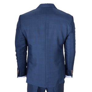 IM50 - Men's Blue Check 3 Piece Tailored Fit Suit - TruClothing.com - 6