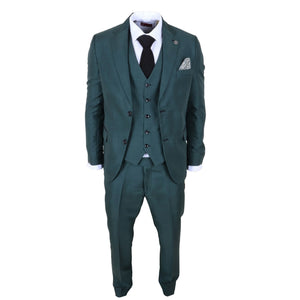 IM52 - Men's Green Check 3 Piece Tailored Fit Suit - TruClothing.com - 3