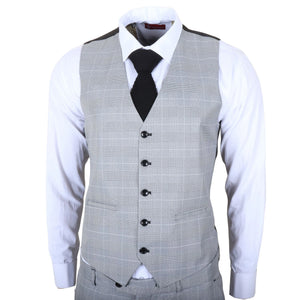 IM53 - Szary 3-częściowy garnitur męski w kratkę Tailored Fit - TruClothing.com - 6
