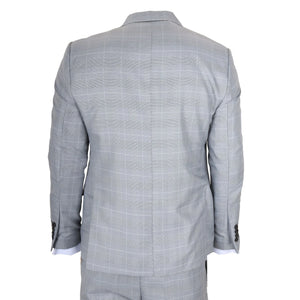 IM53 - Szary 3-częściowy garnitur męski w kratkę Tailored Fit - TruClothing.com - 7