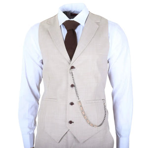 James - Men's 3 Piece Cream Tailored Fit Suit-TruClothing