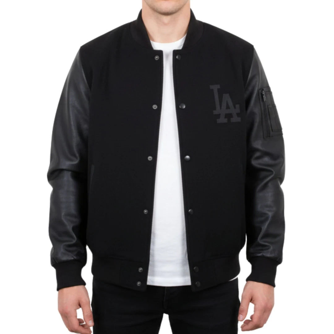 Men's LA Varsity Leather Bomber Jacket-TruClothing