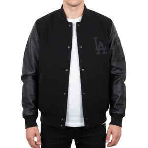 Men's LA Varsity Leather Bomber Jacket-TruClothing