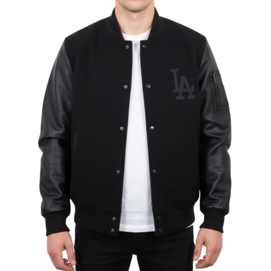 Men's LA Varsity Leather Bomber Jacket-TruClothing