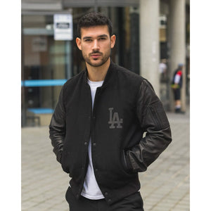 Men's LA Varsity Leather Bomber Jacket-TruClothing