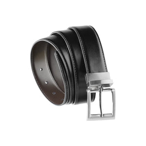 Men’s Leather Black Brown Rotating Buckle Reversible Belt-TruClothing