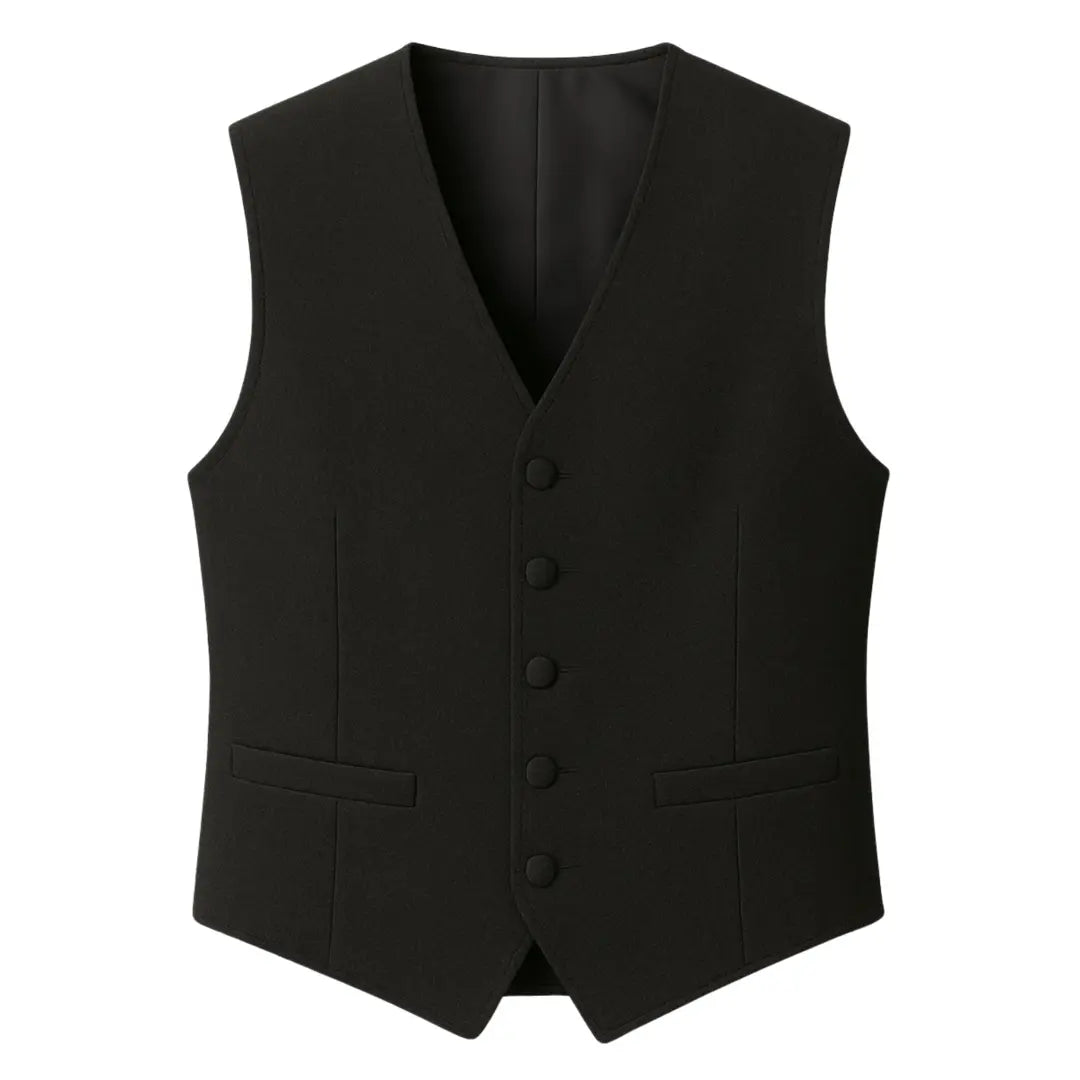 Men's Plain Black Formal Waistcoat-TruClothing
