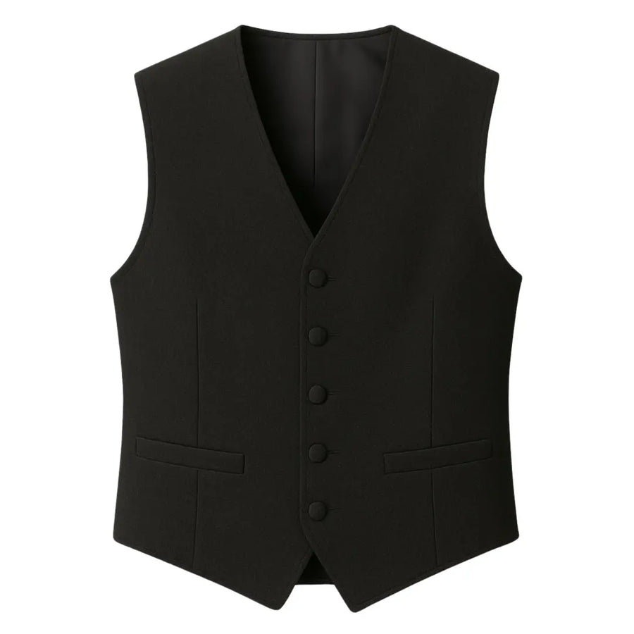 Men's Plain Black Formal Waistcoat-TruClothing