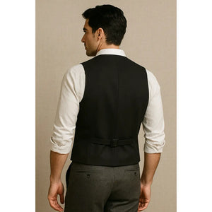 Men's Plain Black Formal Waistcoat-TruClothing
