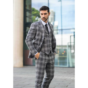 TP-30 - Men's Grey Tweed Check 3 Piece Suit-TruClothing