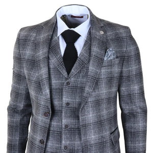 TP-30 - Men's Grey Tweed Check 3 Piece Suit-TruClothing