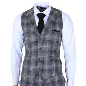 TP-30 - Men's Grey Tweed Check 3 Piece Suit-TruClothing