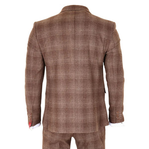 TP-31 - Men's Brown Tweed Check 3 Piece Suit-TruClothing