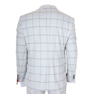 TP-33 - Men's 3 Piece Tailored Fit Grey Plaid Check Suit