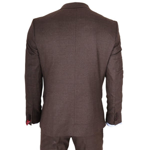 TP-50 - Men's Brown 3 Piece Prince Of Wales Check Suit-TruClothing