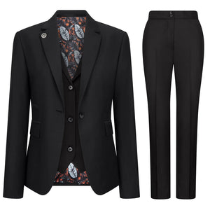 TPW-13 - Women's 3 Piece Plain Black Suit-TruClothing