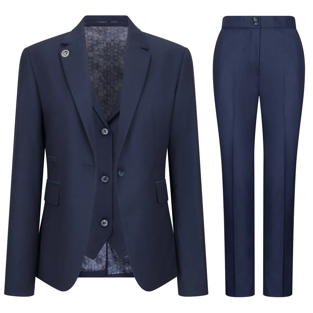 TPW-14 - Women's 3 Piece Plain Navy Blue Suit-TruClothing