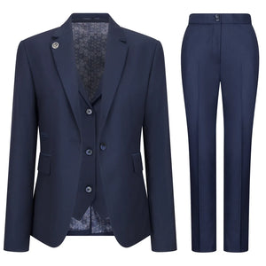 TPW-14 - Women's 3 Piece Plain Navy Blue Suit-TruClothing