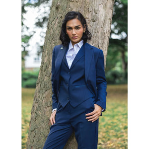 TPW-14 - Women's 3 Piece Plain Navy Blue Suit-TruClothing
