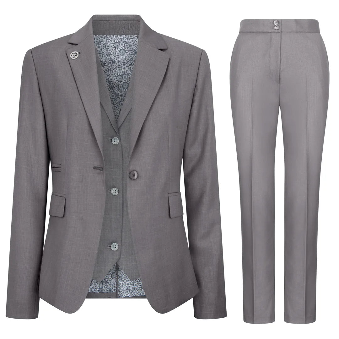 TPW-15 - Women's 3 Piece Plain Grey Suit-TruClothing