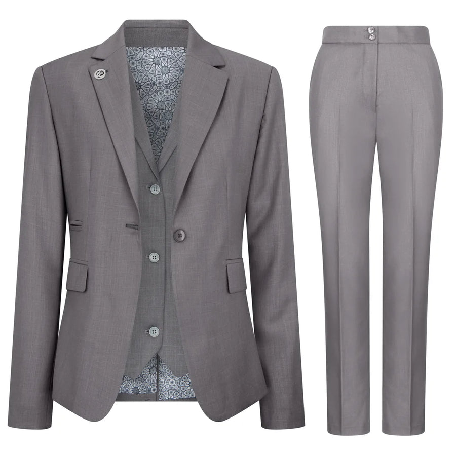 TPW-15 - Women's 3 Piece Plain Grey Suit-TruClothing