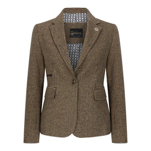 TPW-20 - Women's Wool Blend Brown Dogtooth Tweed Blazer-TruClothing