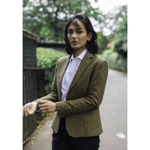 TPW-20 - Women's Wool Blend Brown Dogtooth Tweed Blazer-TruClothing