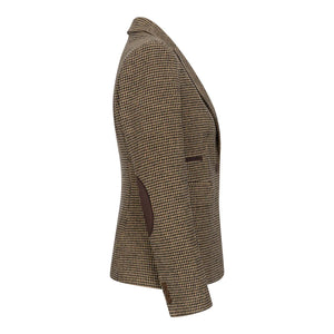 TPW-20 - Women's Wool Blend Brown Dogtooth Tweed Blazer-TruClothing