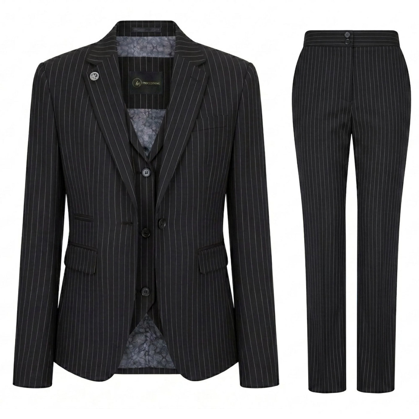 TPW-38 - Women's 3 Piece Black Pinstripe Suit
