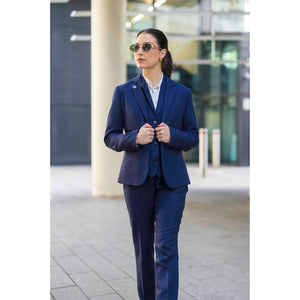 TPW-AK-04 - Women's Navy 3 Piece Herringbone Tweed Suit-TruClothing