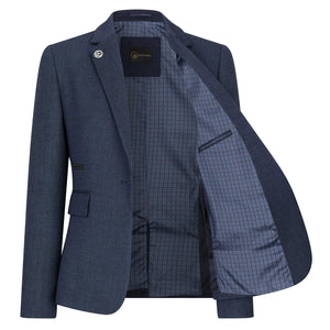TPW-AK-04 - Women's Navy 3 Piece Herringbone Tweed Suit-TruClothing