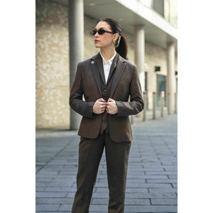 TPW-AK-06 - Women's Brown 3 Piece Herringbone Tweed Suit-TruClothing